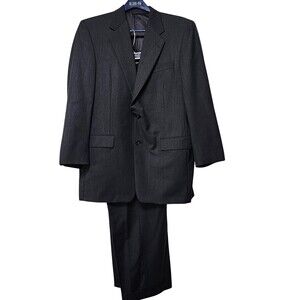 Hickey Freeman Suit 4oR 38x29 Gray Charcoal Wool Boardroom 2 Piece USA Classic